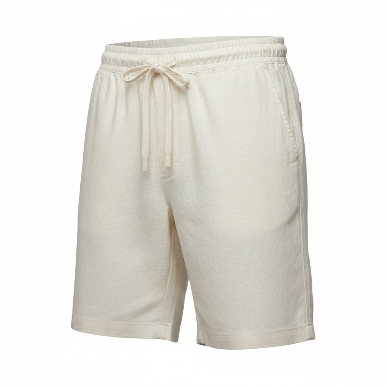 Casual linen shorts white summer Mens-Casual-Short-5 - Image 1