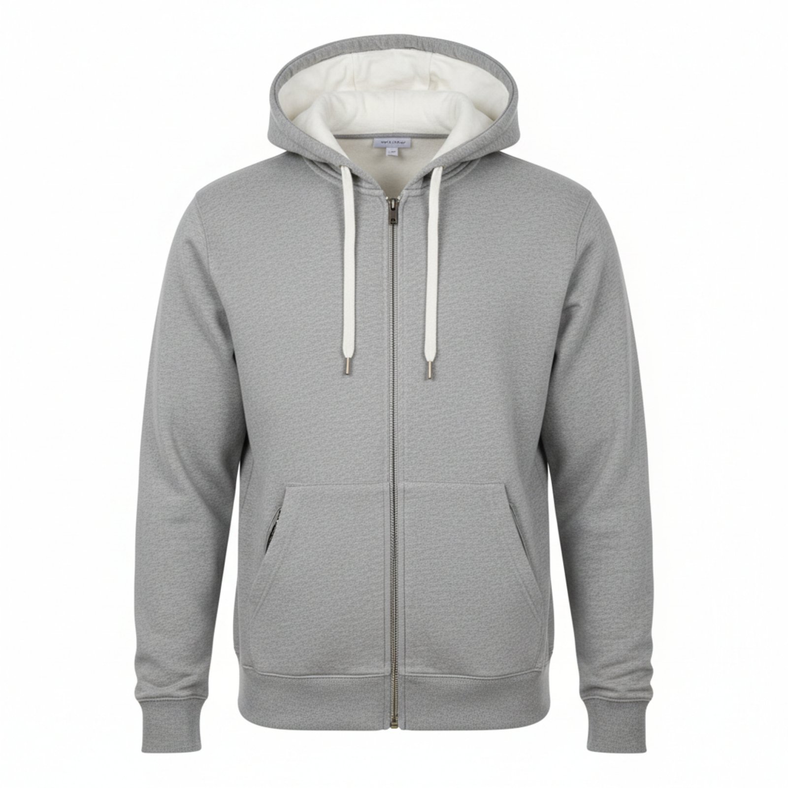 Full zip hoodie classic grey white Mens-Casual-Full-Seleeve-Hoodie-3 - Image 1